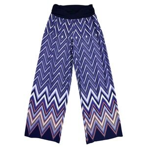 IN Studio Petite Wide Leg Pants XL Blue Purple Chevron Zig Zag Geometric 5440J35